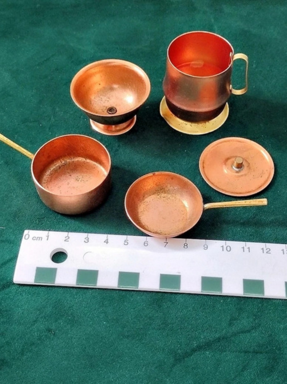 5-Piece Vintage Miniature Copper Cookware Set